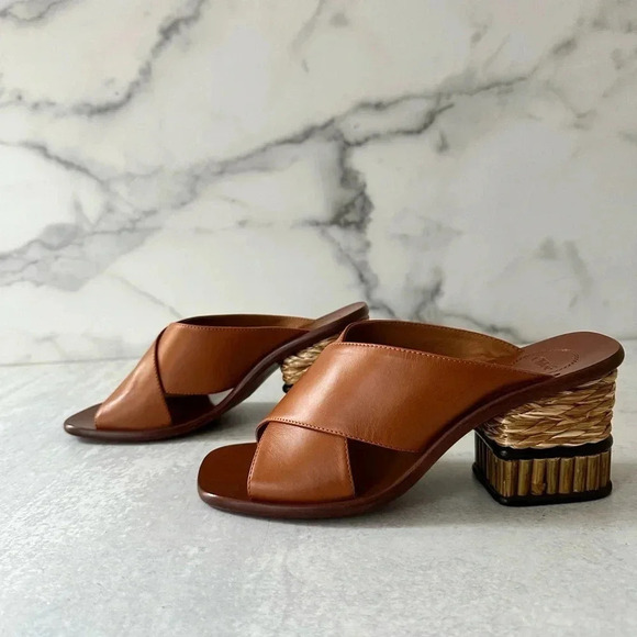 Chloe Laia Raffia-trimmed Mules - Picture 4 of 8